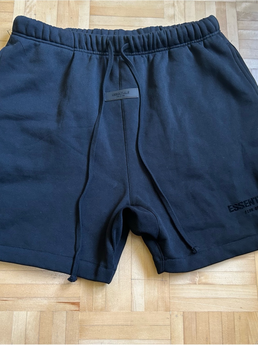 Essentials Men's Black Athletic Cotton Drawstring Shorts